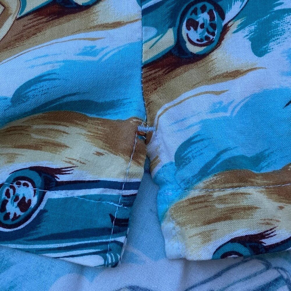 Marc Edwards Men’s Hawaiian Camp Shirt size XL Cars Convertible Pin Up Girl - Picture 11 of 14